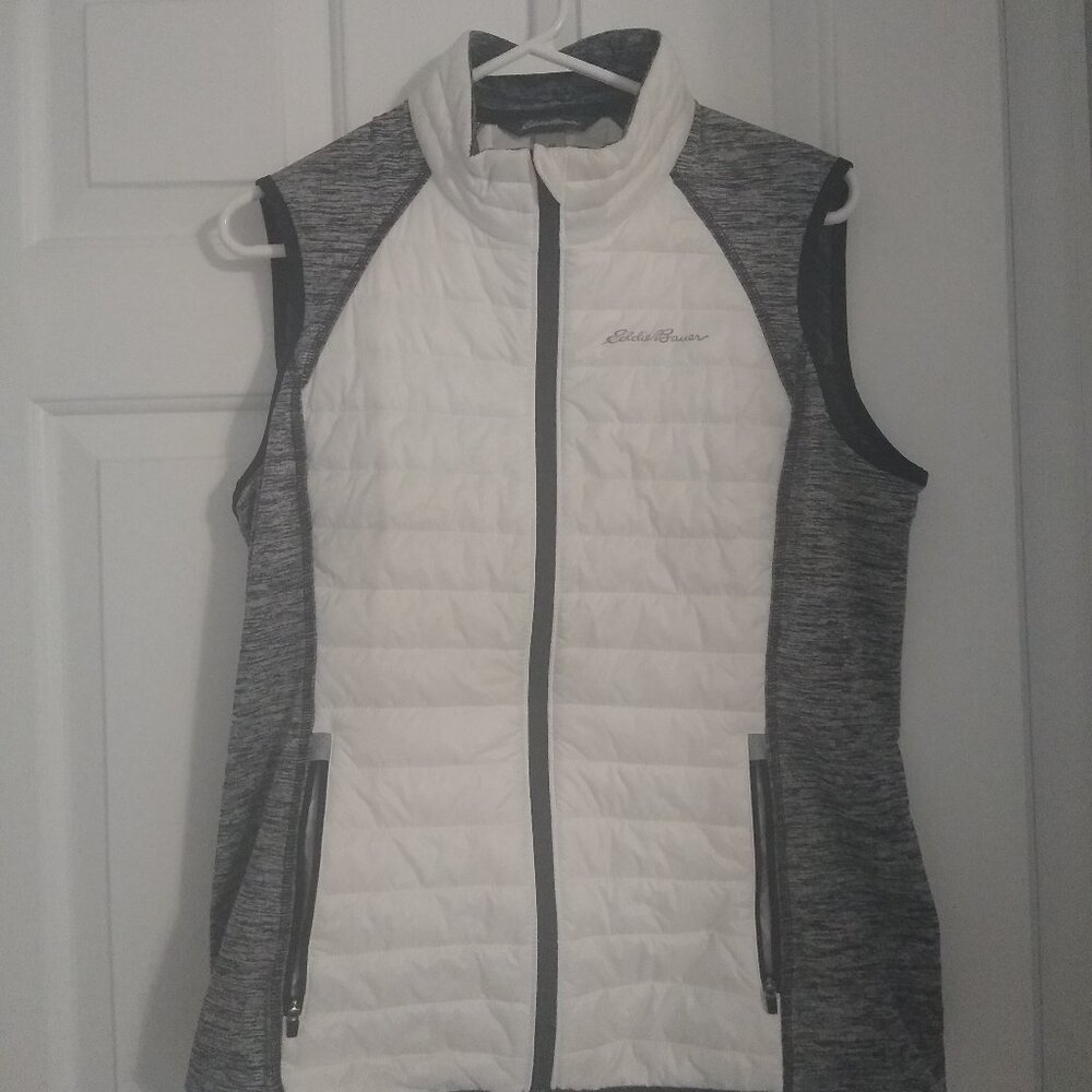 Eddie Bauer Women's Vest Insulated White and Grey